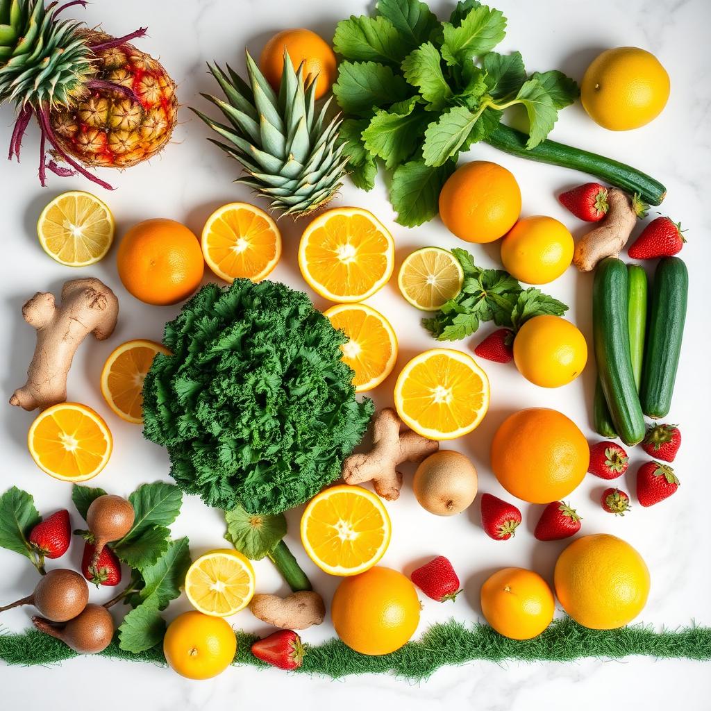 Fresh produce flatlay